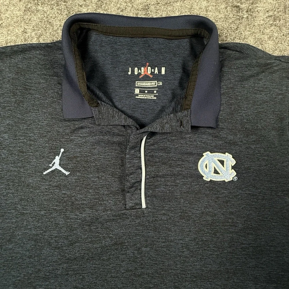 Jordan Brand UNC Tar Heels Mens Medium Polo Shirt Blue Heather NCAA Golf Jumpman